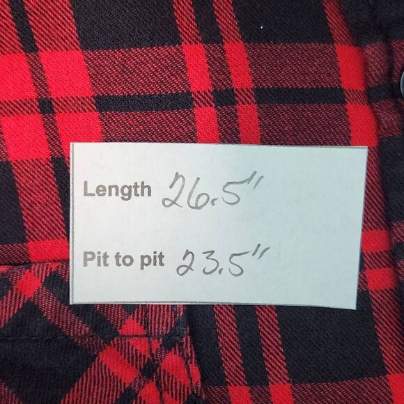 Beach Lunch Lounge Red and Black Plaid Flannel with Gathered Back Detail Size XL - Picture 9 of 9